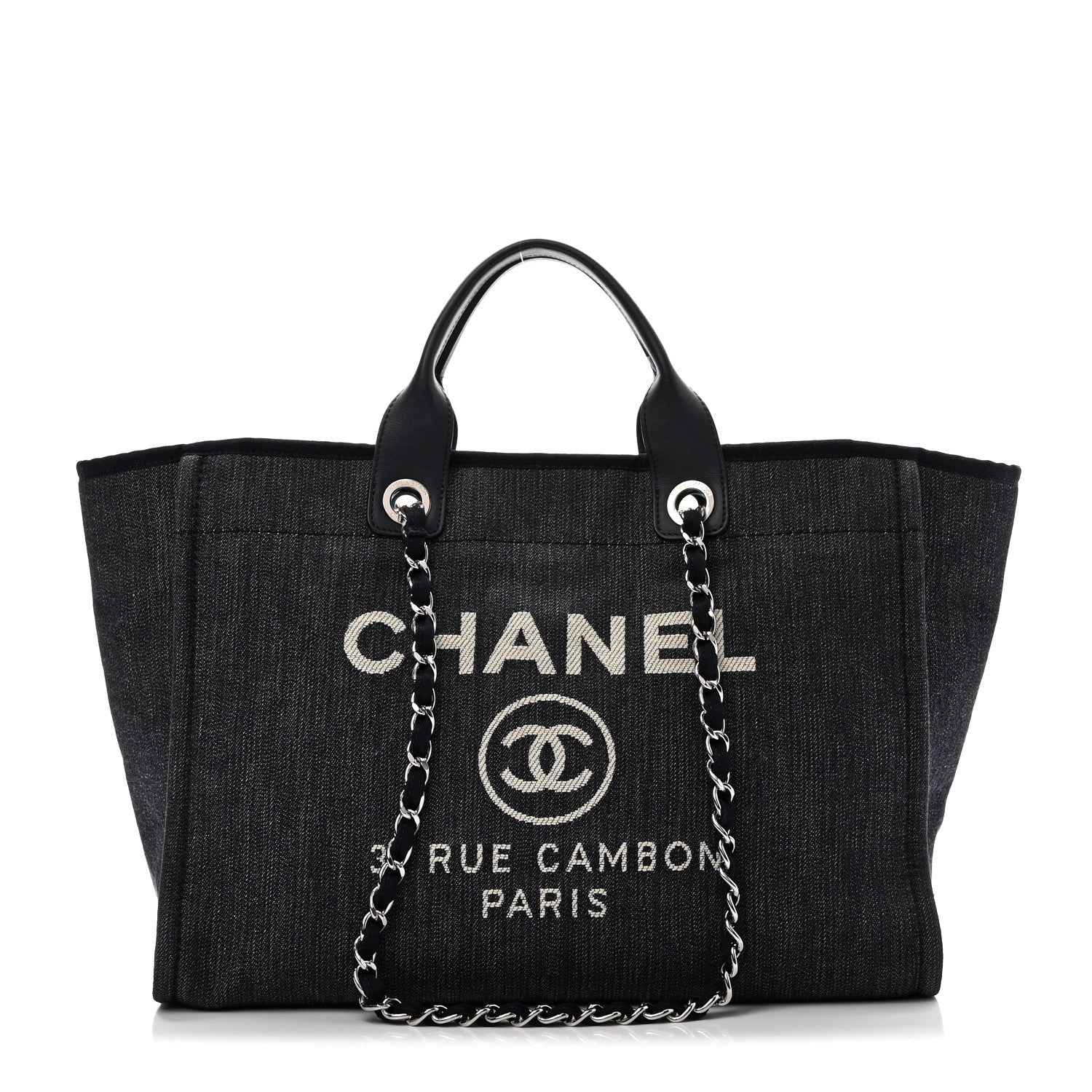 Chanel Denim Medium Deauville Tote Dark Blue 1 of 10