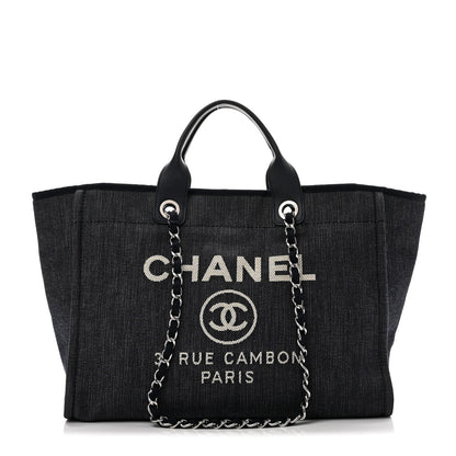 Chanel Denim Medium Deauville Tote Dark Blue 1 of 10