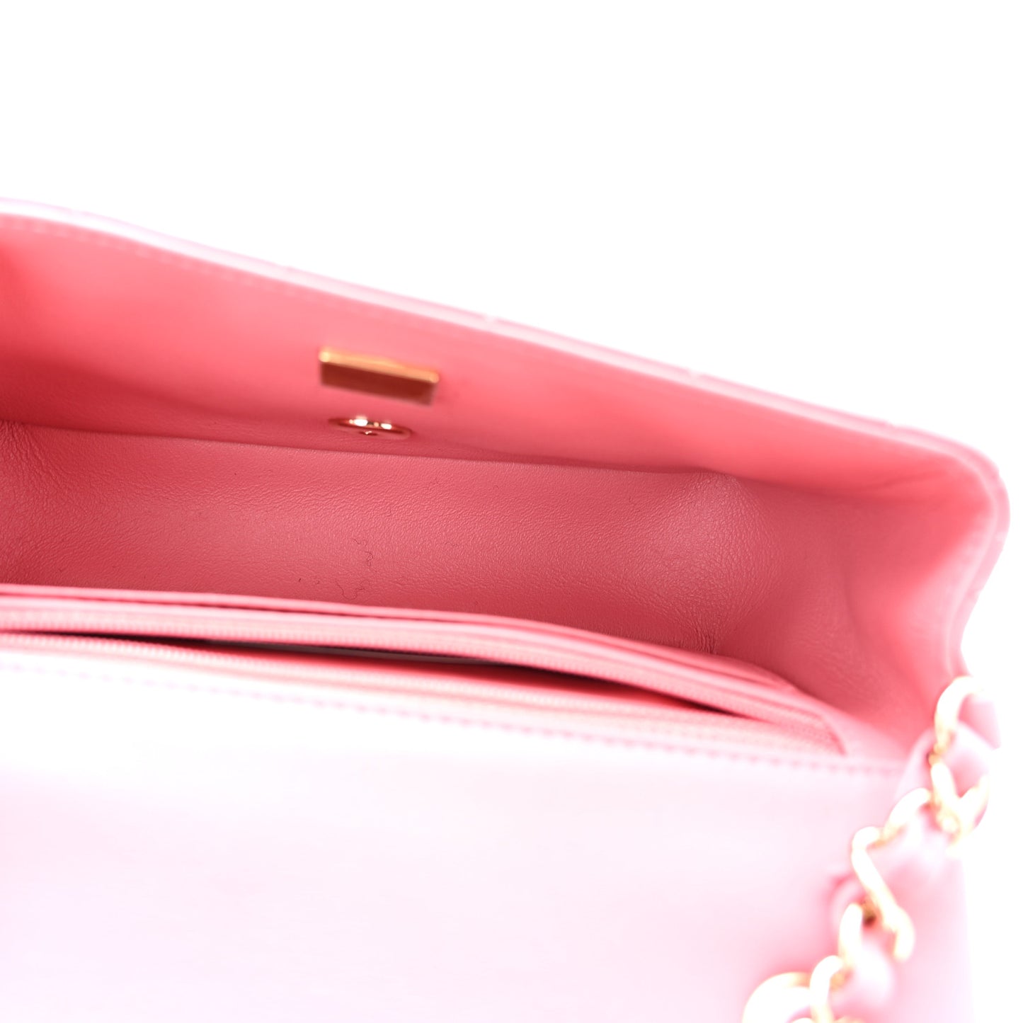 Lambskin Quilted Mini Rectangular Flap Pink