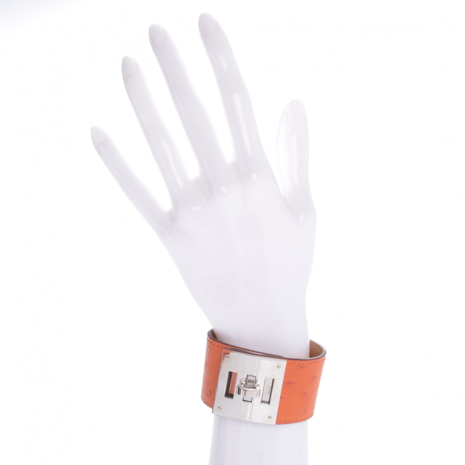Hermes Ostrich Kelly Dog Cuff Orange 2 of 7