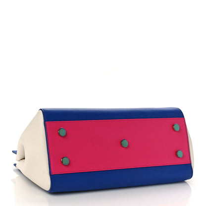 Saint Laurent Calfskin Small Cabas Rive Gauche Blue White Pink 4 of 11