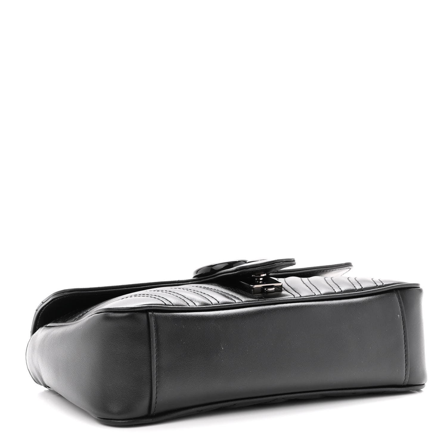 Gucci Calfskin Matelasse Monochrome Small GG Marmont Shoulder Bag Black 3 of 8