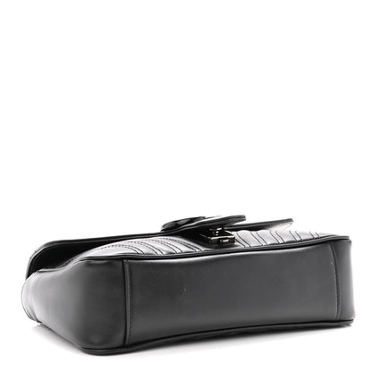 Gucci Calfskin Matelasse Monochrome Small GG Marmont Shoulder Bag Black 3 of 8