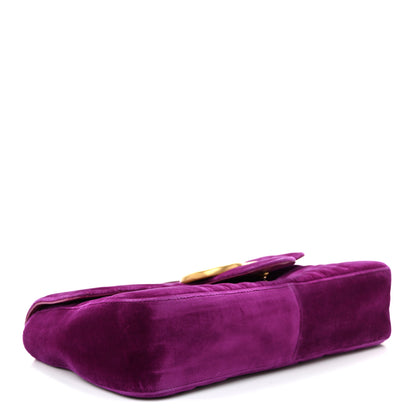 Gucci Velvet Matelasse Medium GG Marmont Shoulder Bag Fuchsia Violet Cyclamen 4 of 10