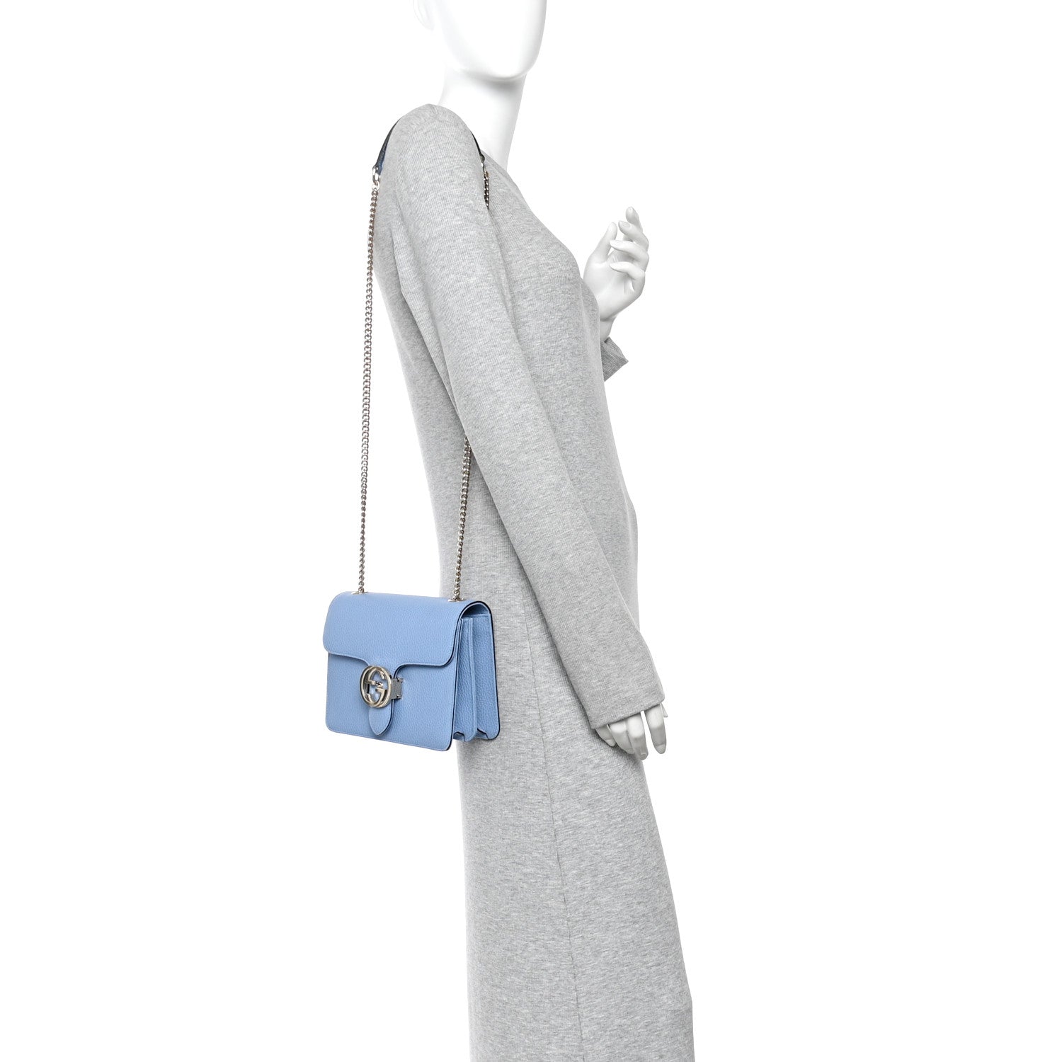 Gucci Dollar Calfskin Small Interlocking G Shoulder Bag Mineral Blue 2 of 10