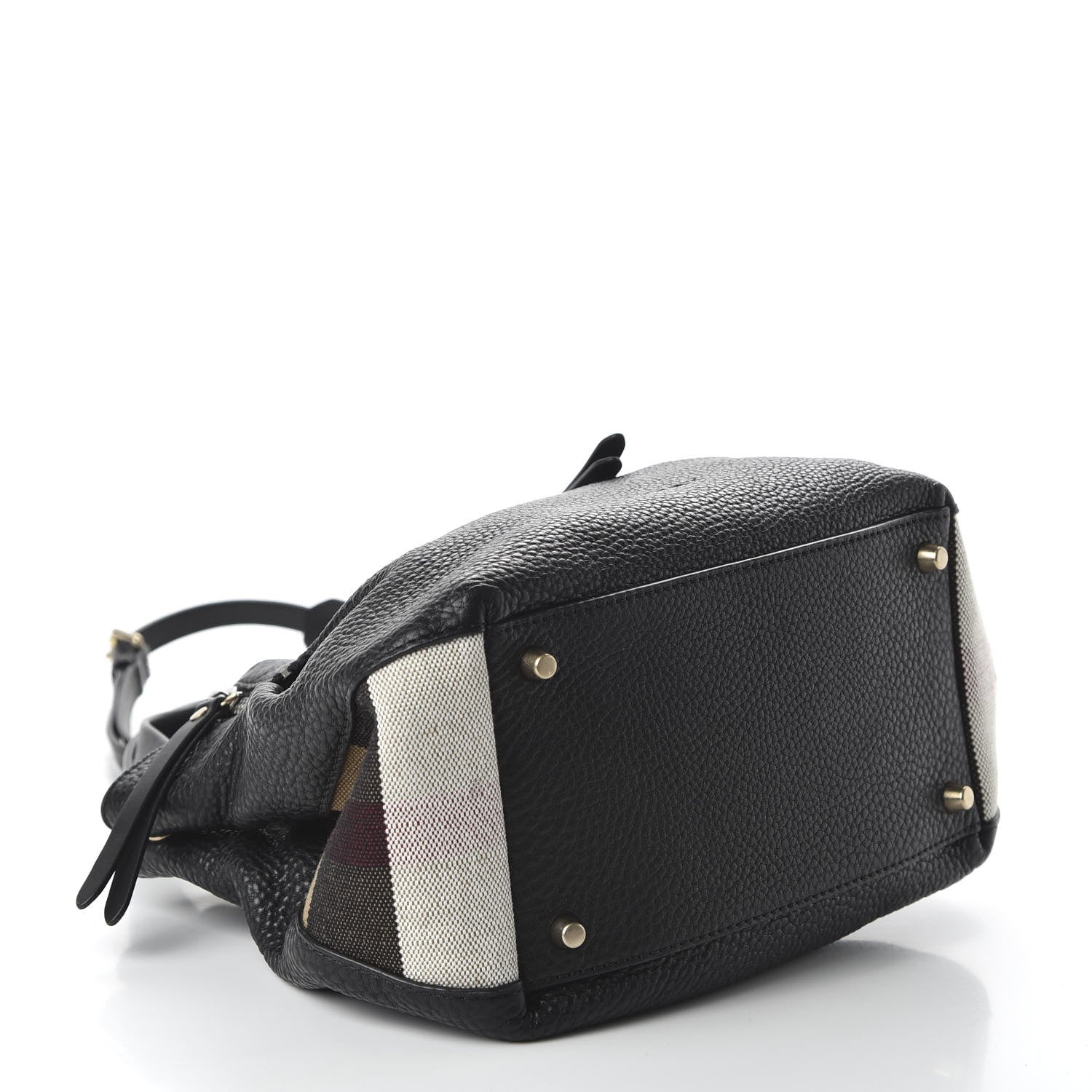 Burberry Grainy Calfskin House Check Small Maidstone Black 4 of 11
