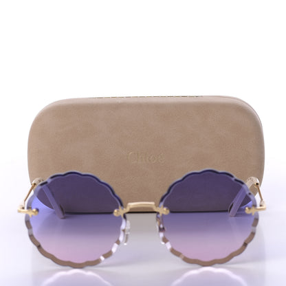 Chloe Rosie Bevelled Round Sunglasses CE142S Gold Gradient Pink 7 of 7