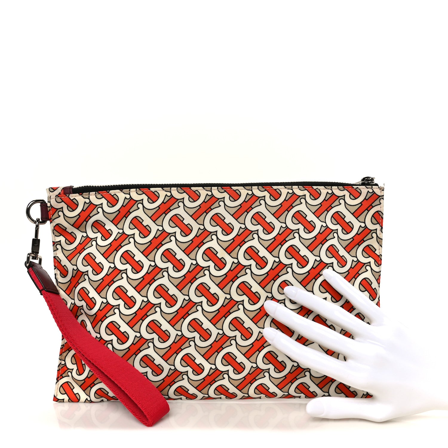 Burberry Monogram Nylon Edin Zip Pouch Vermillion Vermillion 2 of 9