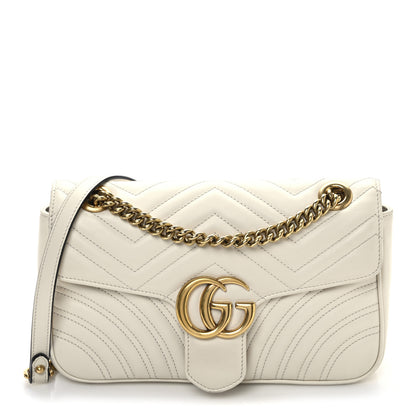 Gucci Calfskin Matelasse Small GG Marmont Shoulder Bag White 1 of 12
