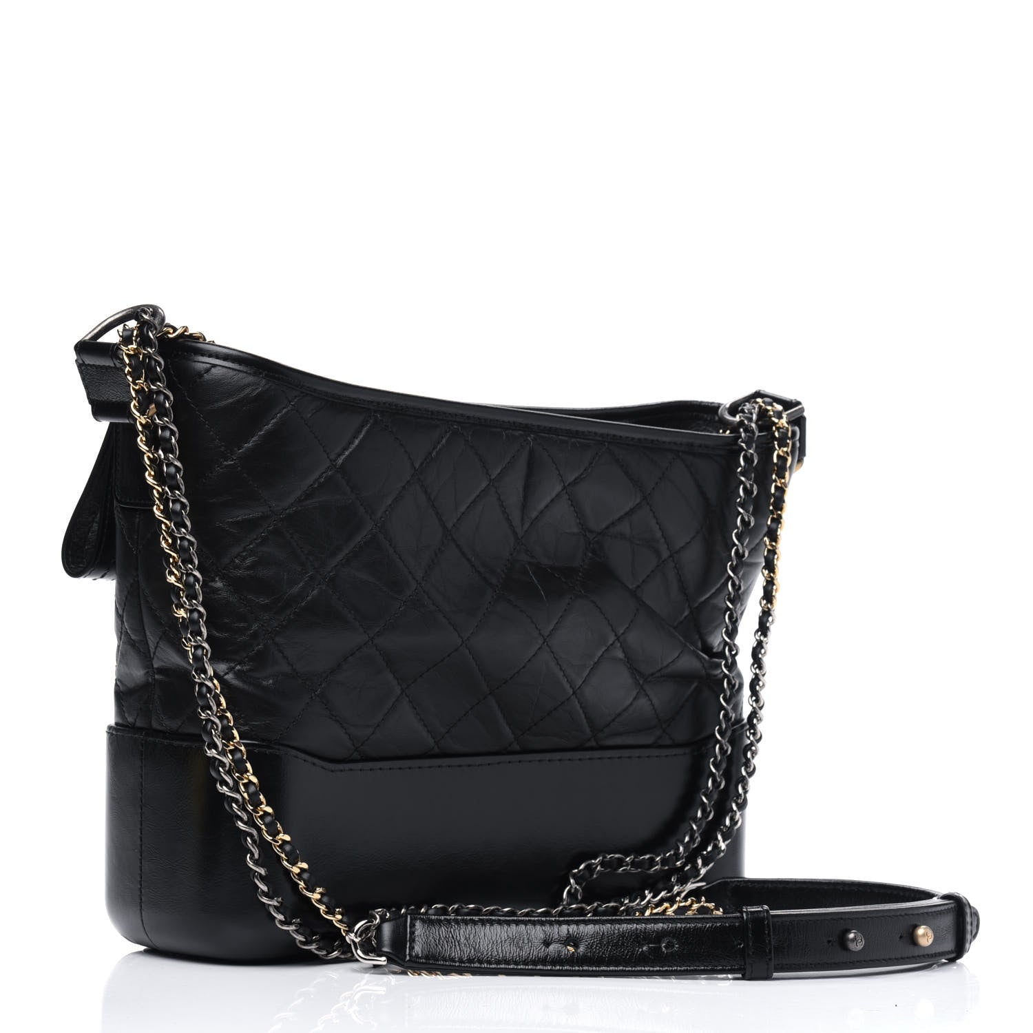Chanel Aged Calfskin Quilted Medium Gabrielle Hobo Black 2 of 4