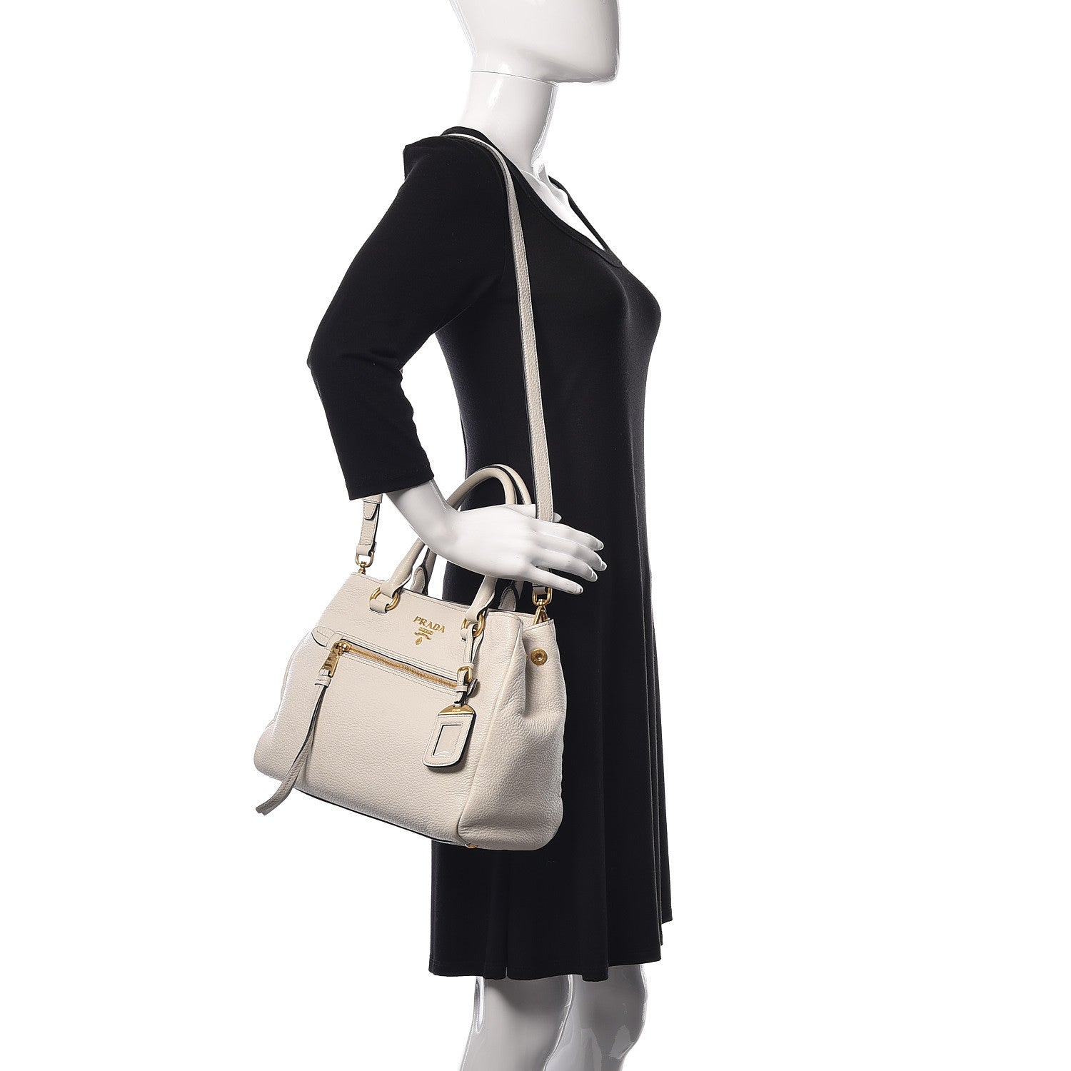 Prada Vitello Daino Shopping Tote White 2 of 12