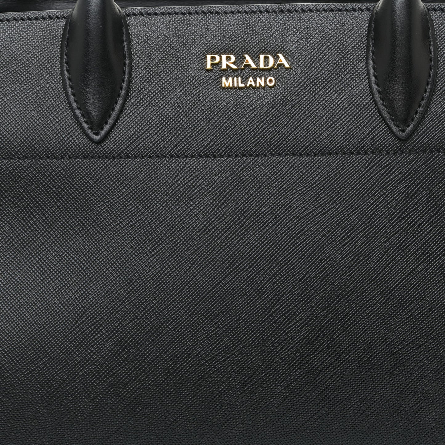 Saffiano City Calfskin Medium Bibliothèque Top Handle Black White