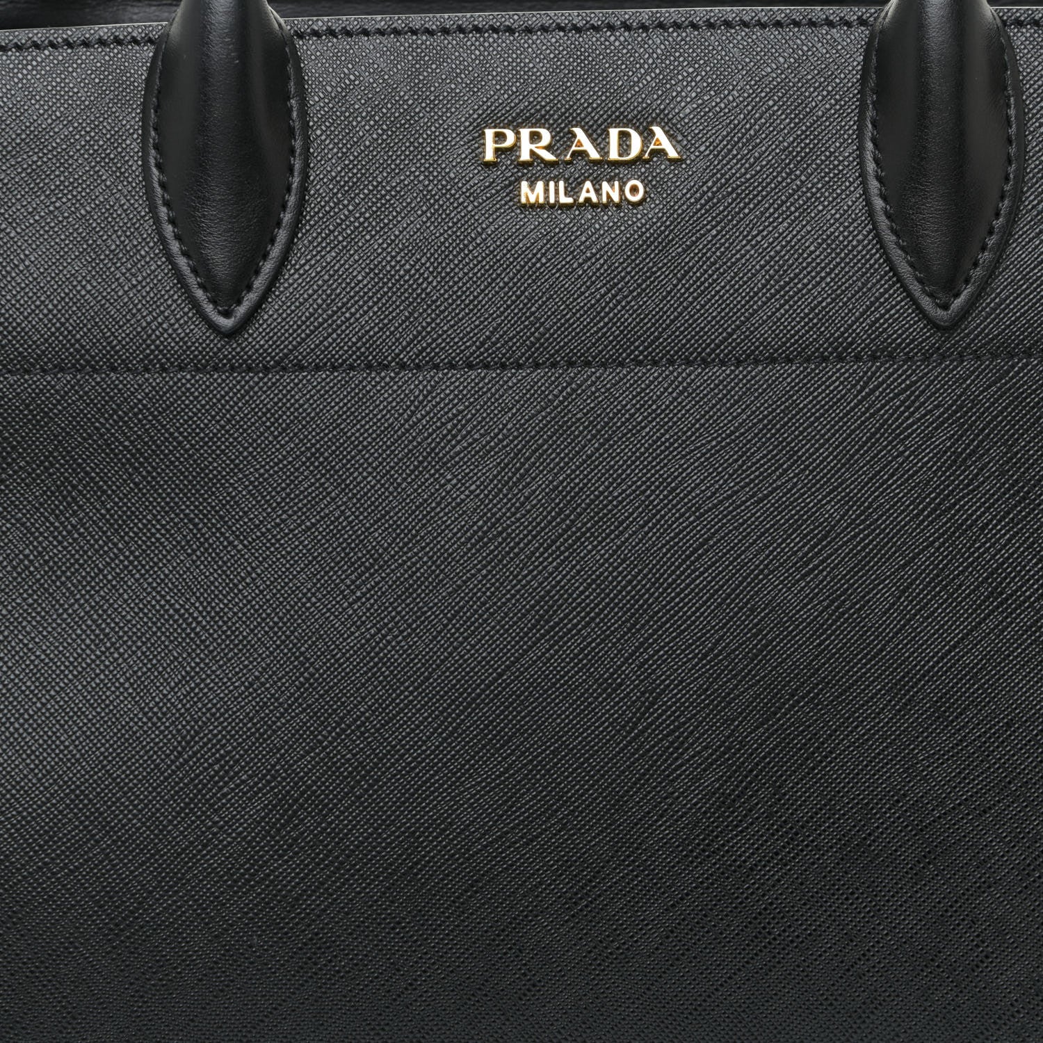 Prada Saffiano City Calfskin Medium Bibliothèque Top Handle Black White 8 of 14