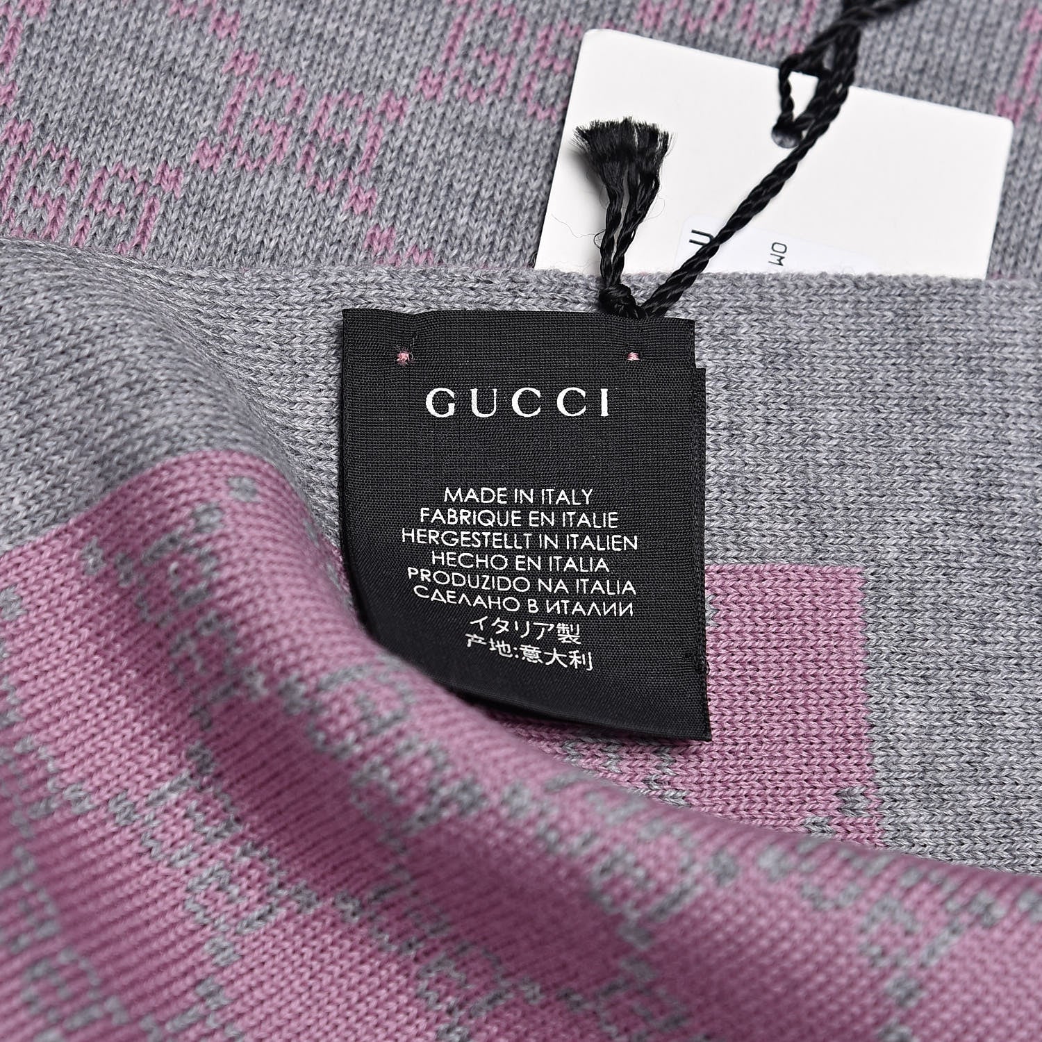 Gucci Wool Tricot GG Monogram Polina Scarf Roseate Light Grey 4 of 5
