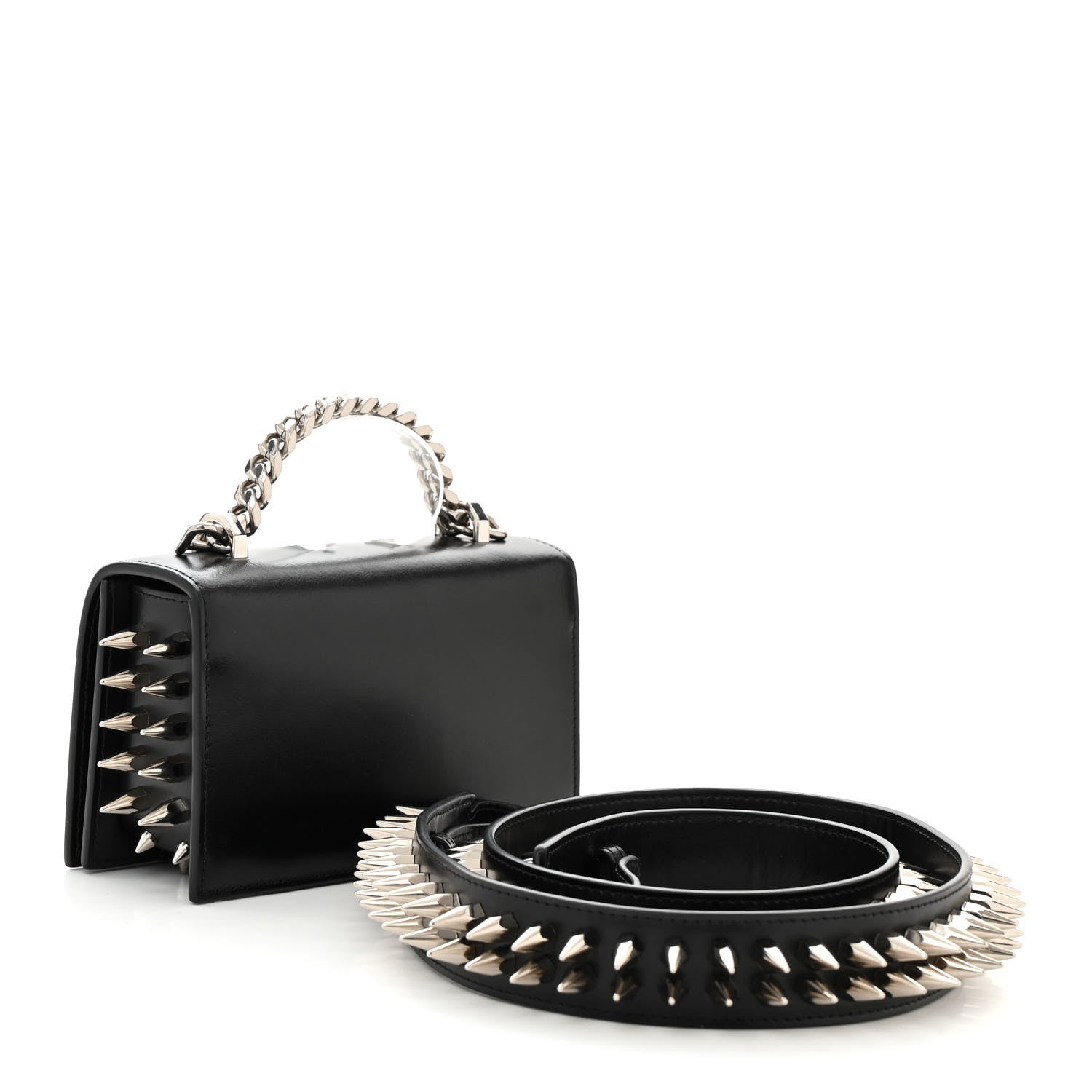 Alexander McQueen Calfskin Studded Jeweled Mini The Biker Knuckle Satchel Black 3 of 9