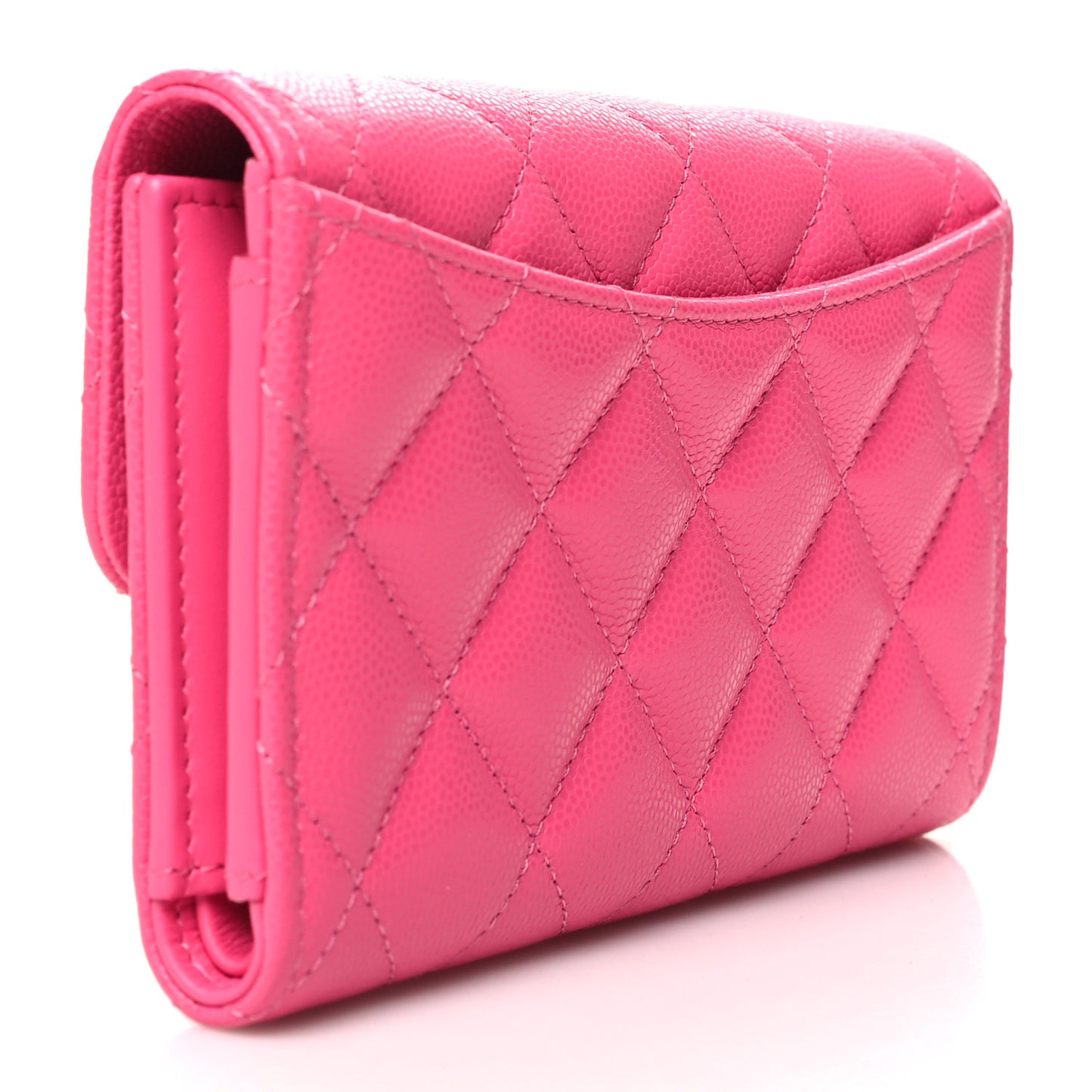 Caviar Quilted Medium Flap Wallet Pink