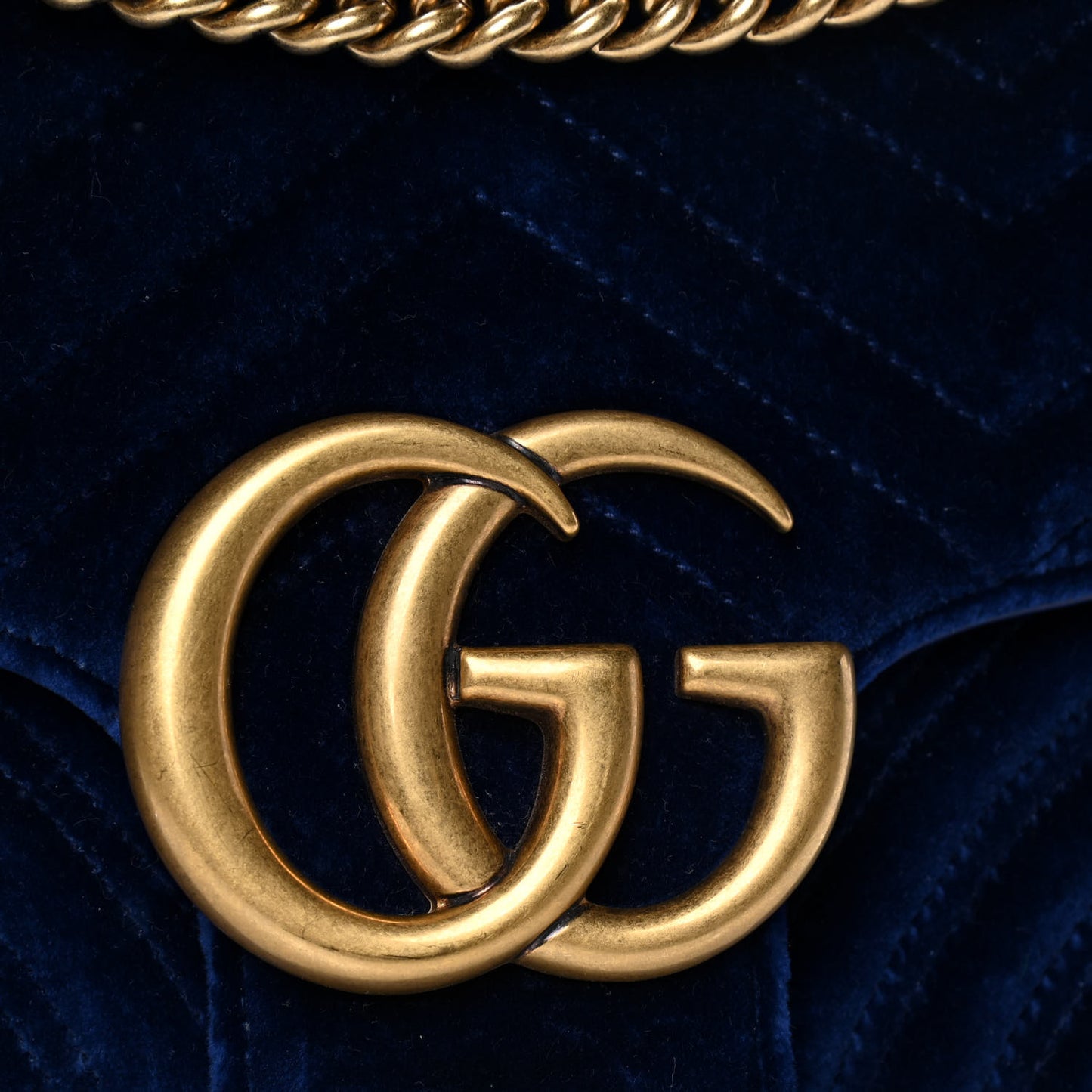 Velvet Matelasse Medium GG Marmont Shoulder Bag Cobalt Blue