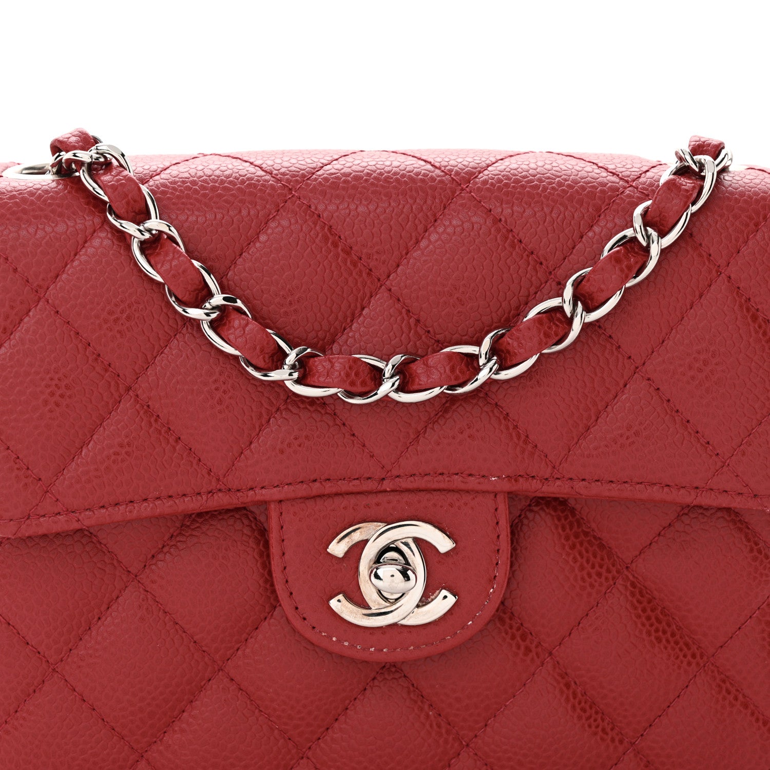 Chanel Caviar Quilted Mini Square Flap Red 8 of 12
