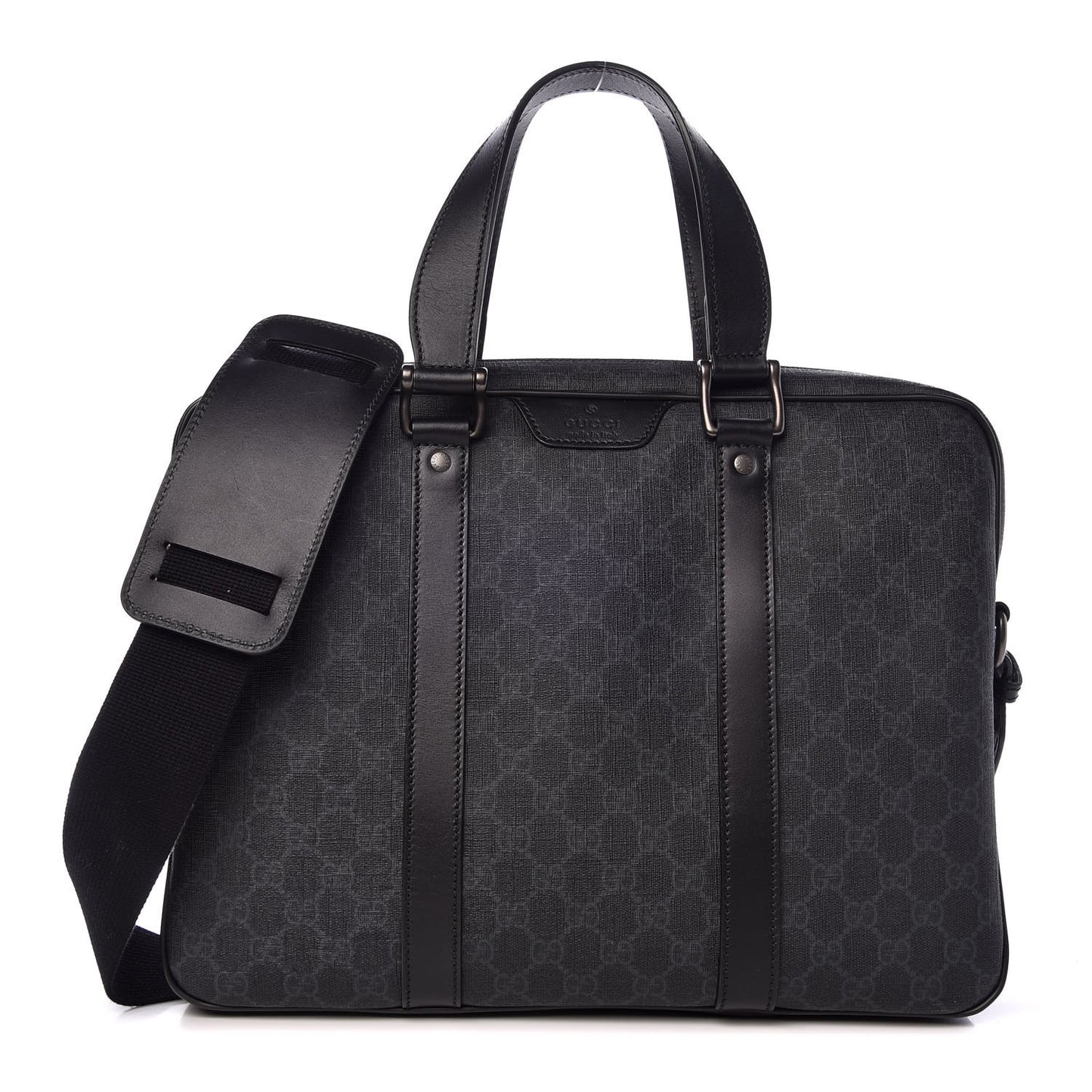 GG Supreme Monogram Briefcase Black Grey