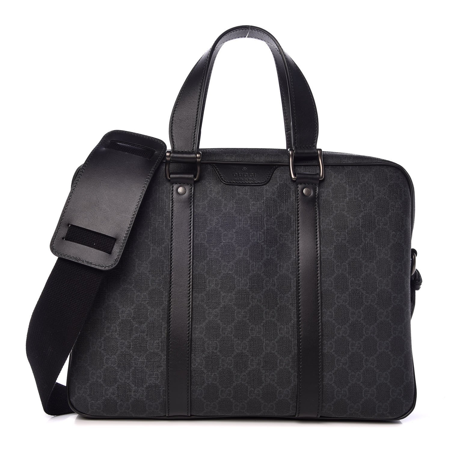 Gucci GG Supreme Monogram Briefcase Black Grey 1 of 8