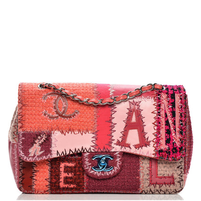 Chanel Tweed Patchwork Jumbo Single Flap Pink 1 of 8