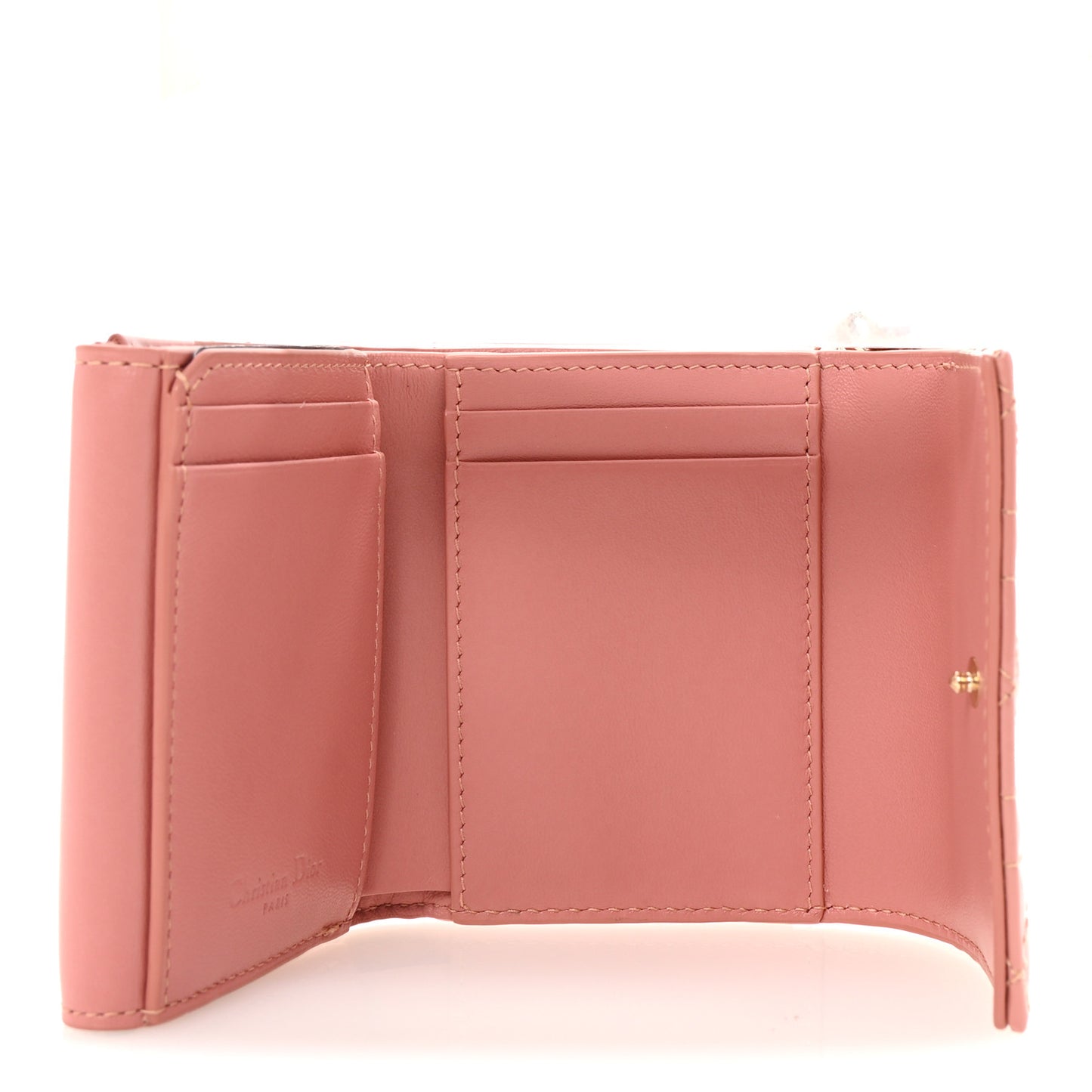 Patent Cannage Lady Dior Lotus Wallet Ethereal Pink