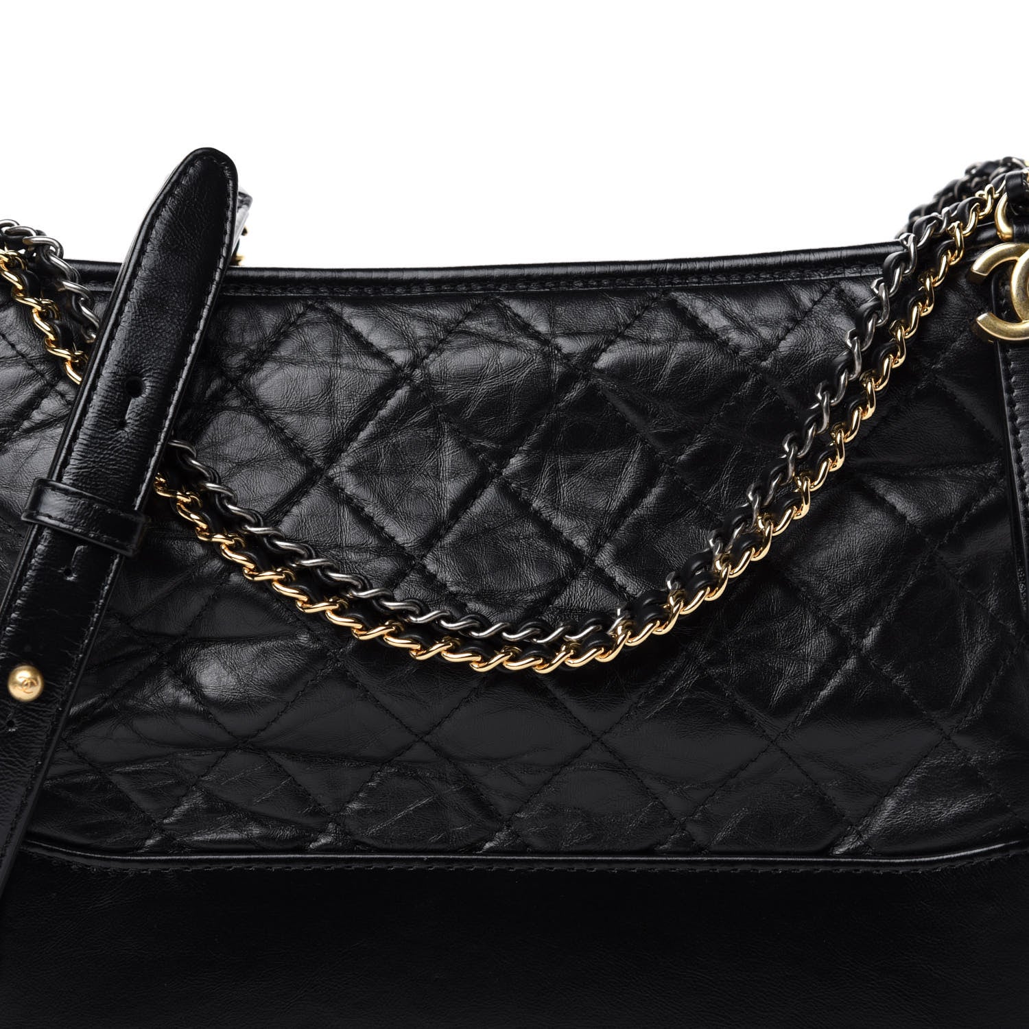 Chanel Aged Calfskin Quilted Medium Gabrielle Hobo Black 11 of 11