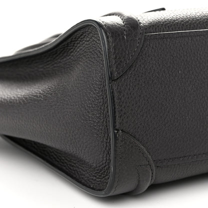 Celine Drummed Calfskin Nano Luggage Liquorice 9 of 10