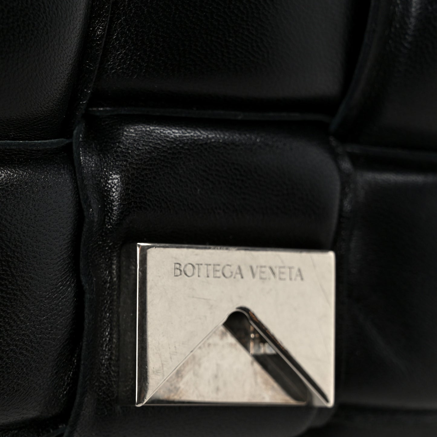 Nappa Maxi Intreccio Padded Cassette Crossbody Bag Black