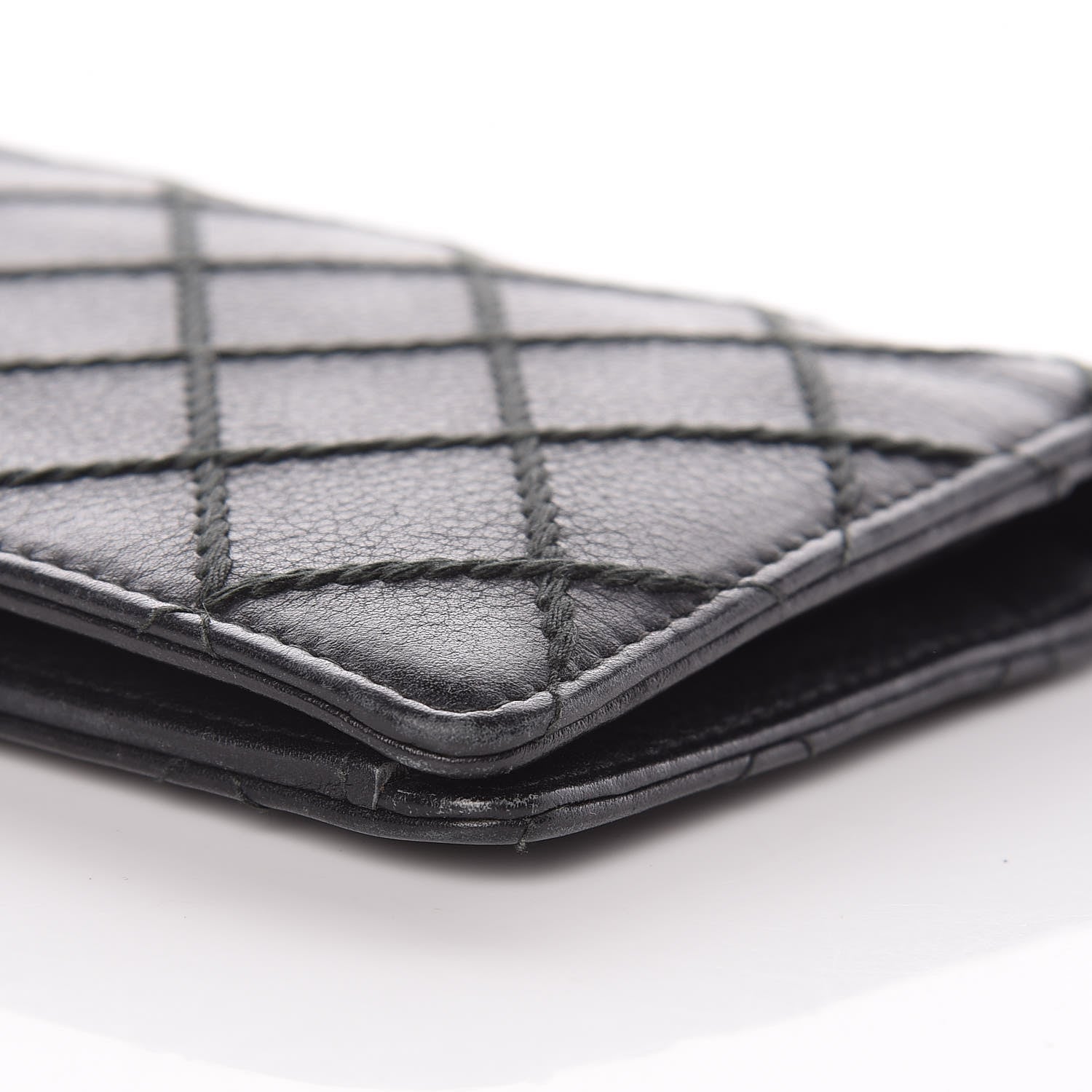 Chanel Calfskin Diamond Stitched Yen Wallet Black 11 of 14