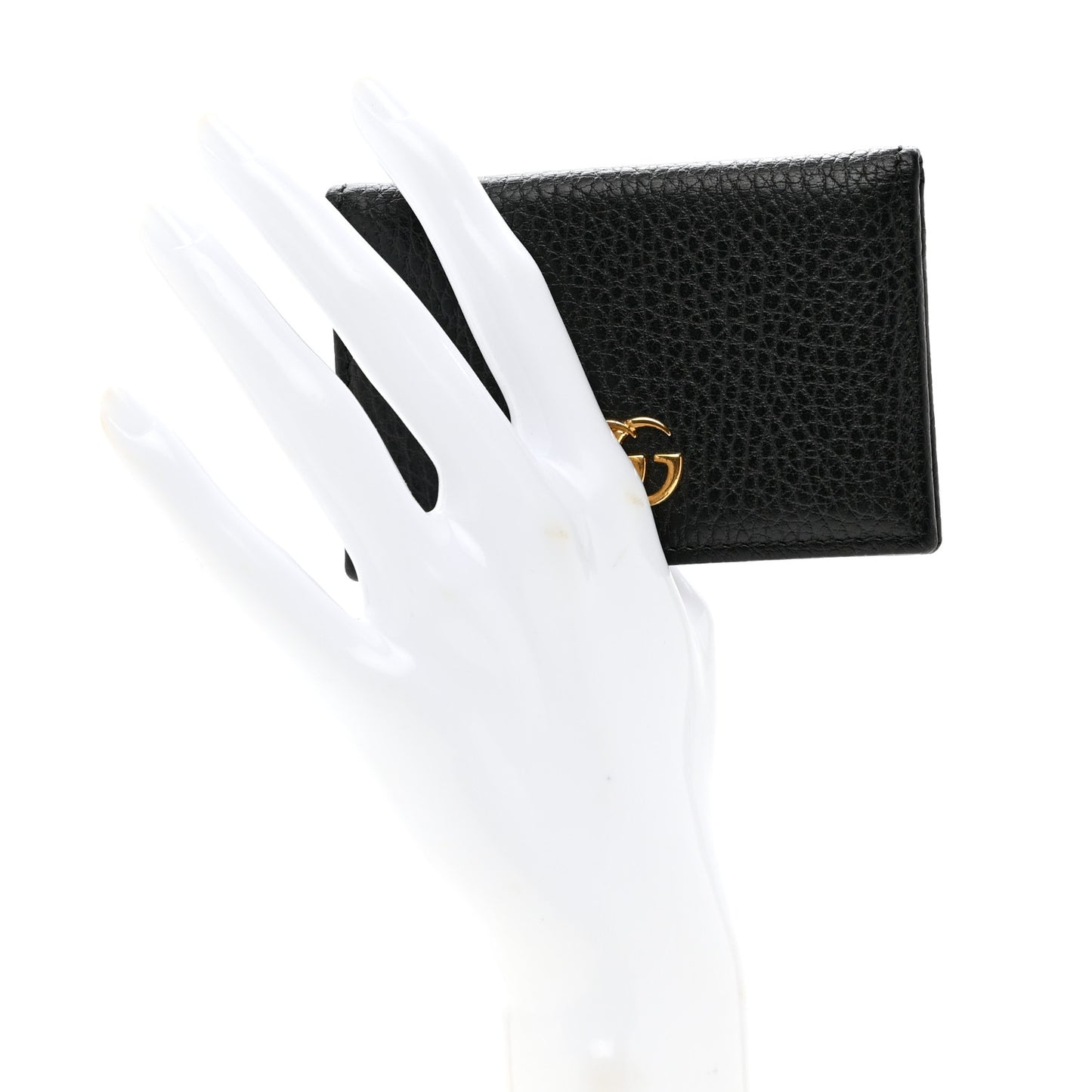 Pebbled Calfskin GG Marmont Card Case Black
