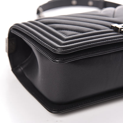 Chanel Calfskin Chevron Quilted Medium Boy Flap Black 9 of 12
