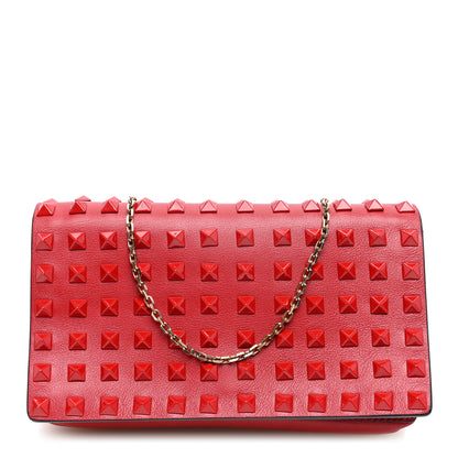 Valentino Garavani Vitello Monochrome Rockstud All Over Chain Flap Crossbody Bag Rosso Valentino 1 of 9