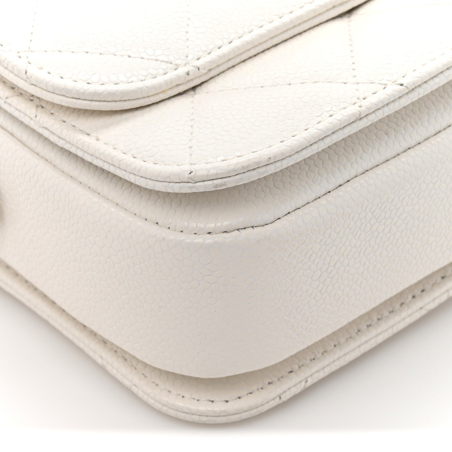 Shiny Caviar Quilted Flap Bag White