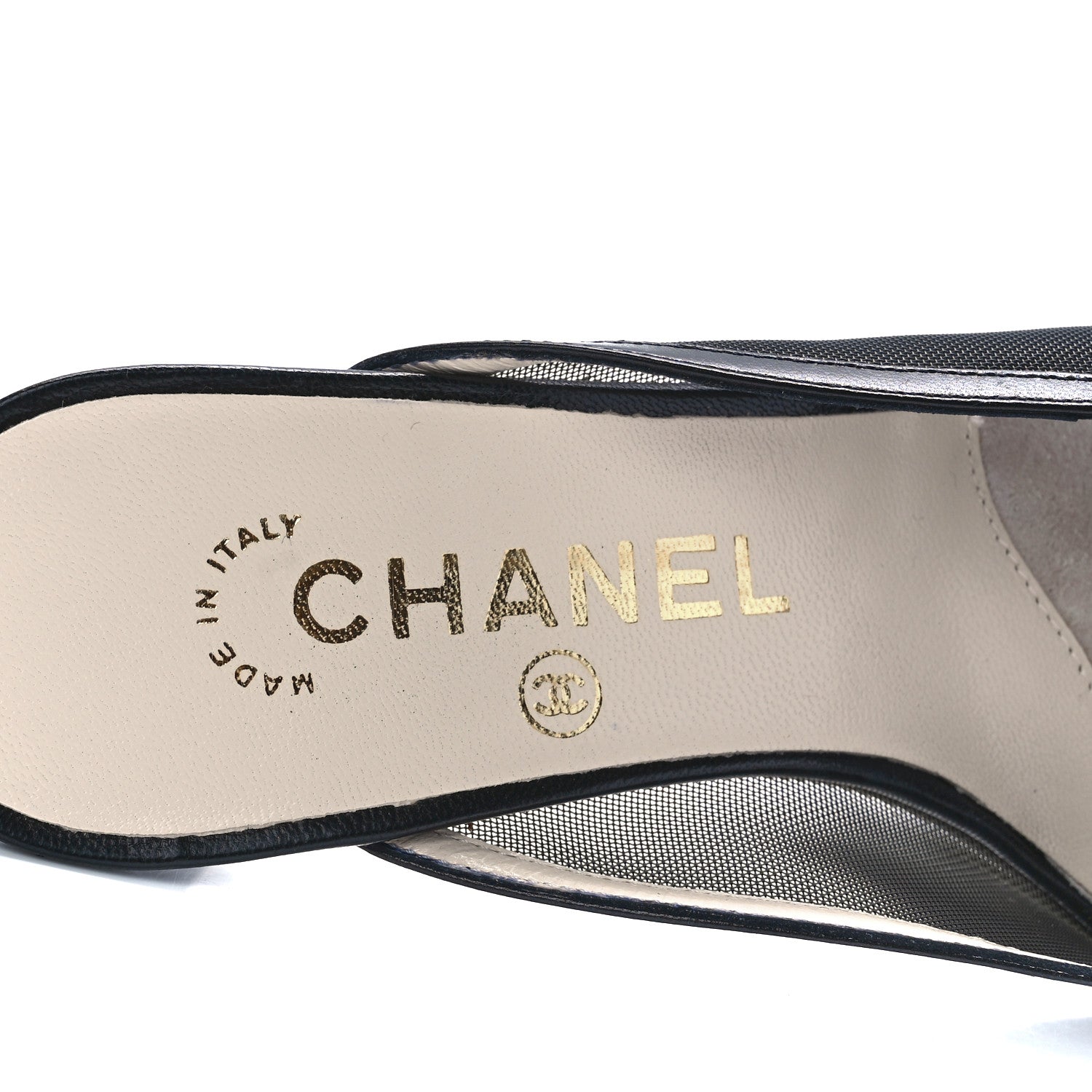 Chanel Mesh Cap Toe CC Mules 36 Black 7 of 8