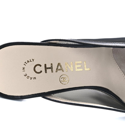 Chanel Mesh Cap Toe CC Mules 36 Black 7 of 8