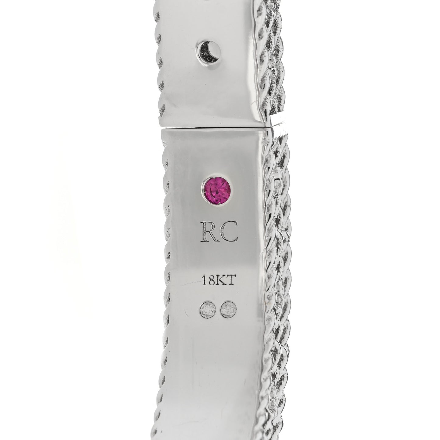 18K White Gold Diamond Black Diamond Fleur De Lis Bangle Bracelet