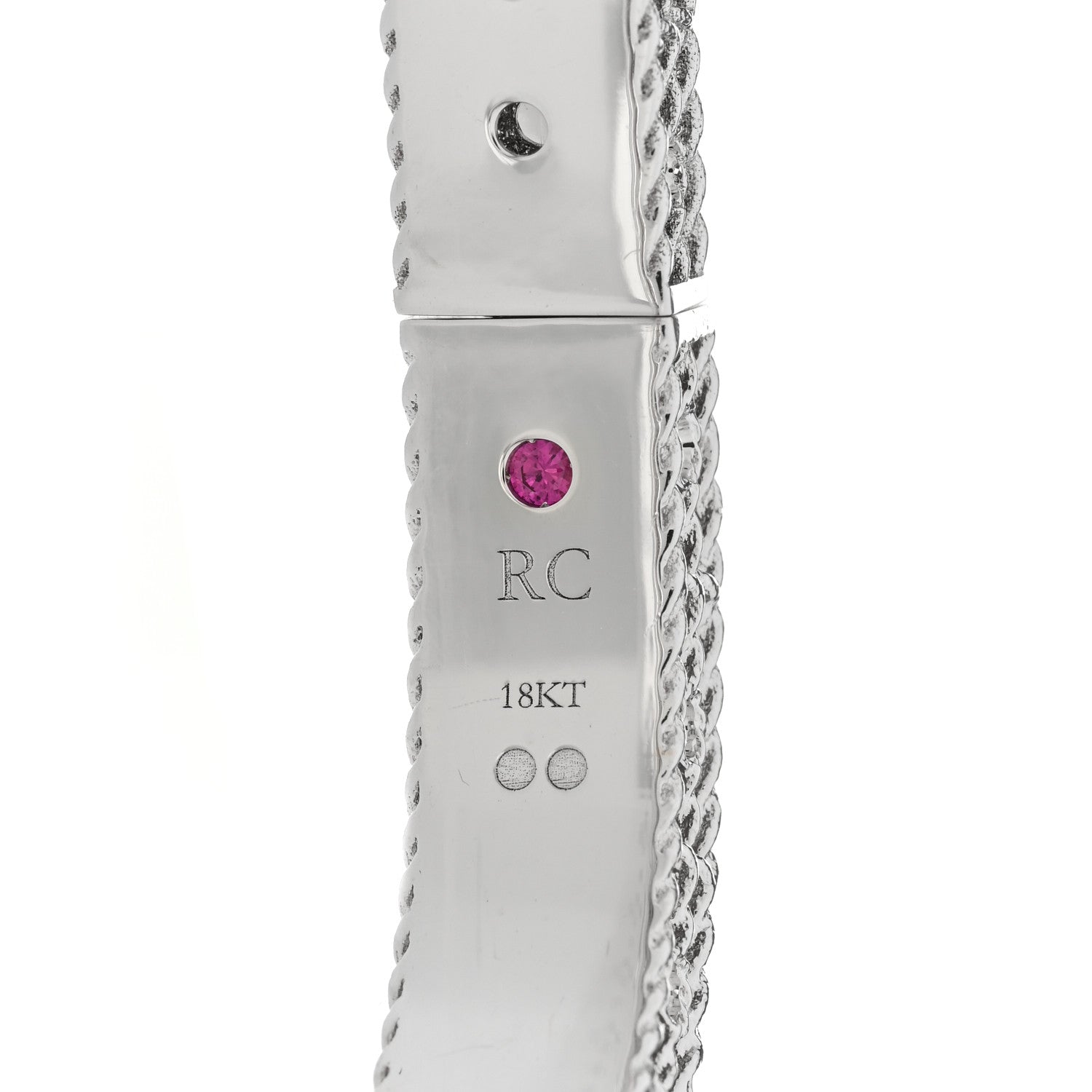 Roberto Coin 18K White Gold Diamond Black Diamond Fleur De Lis Bangle Bracelet 3 of 4