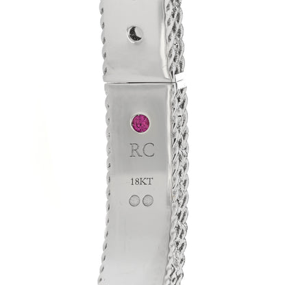 Roberto Coin 18K White Gold Diamond Black Diamond Fleur De Lis Bangle Bracelet 3 of 4