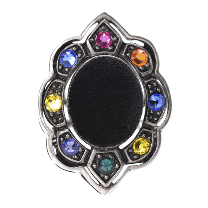 Gucci Metal Crystal Velvet Resin Ring 6 Aged Silver Multicolor 1 of 5