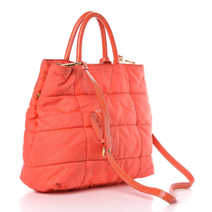 Prada Tessuto Nylon Quilted Tote Orange 3 of 19