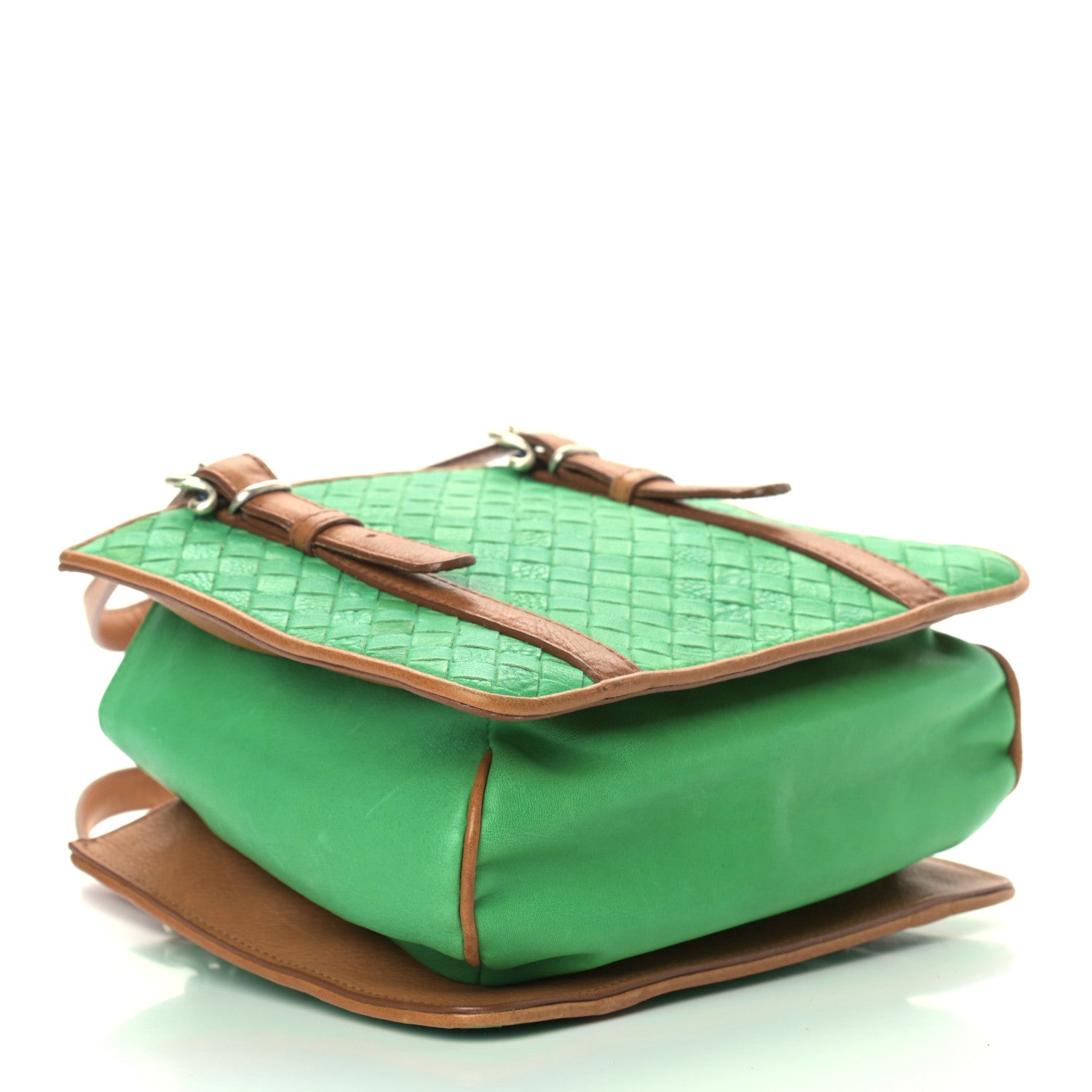 Bottega Veneta Nappa Intrecciato Bi-Color Top Handle Tote Green Brown 3 of 18