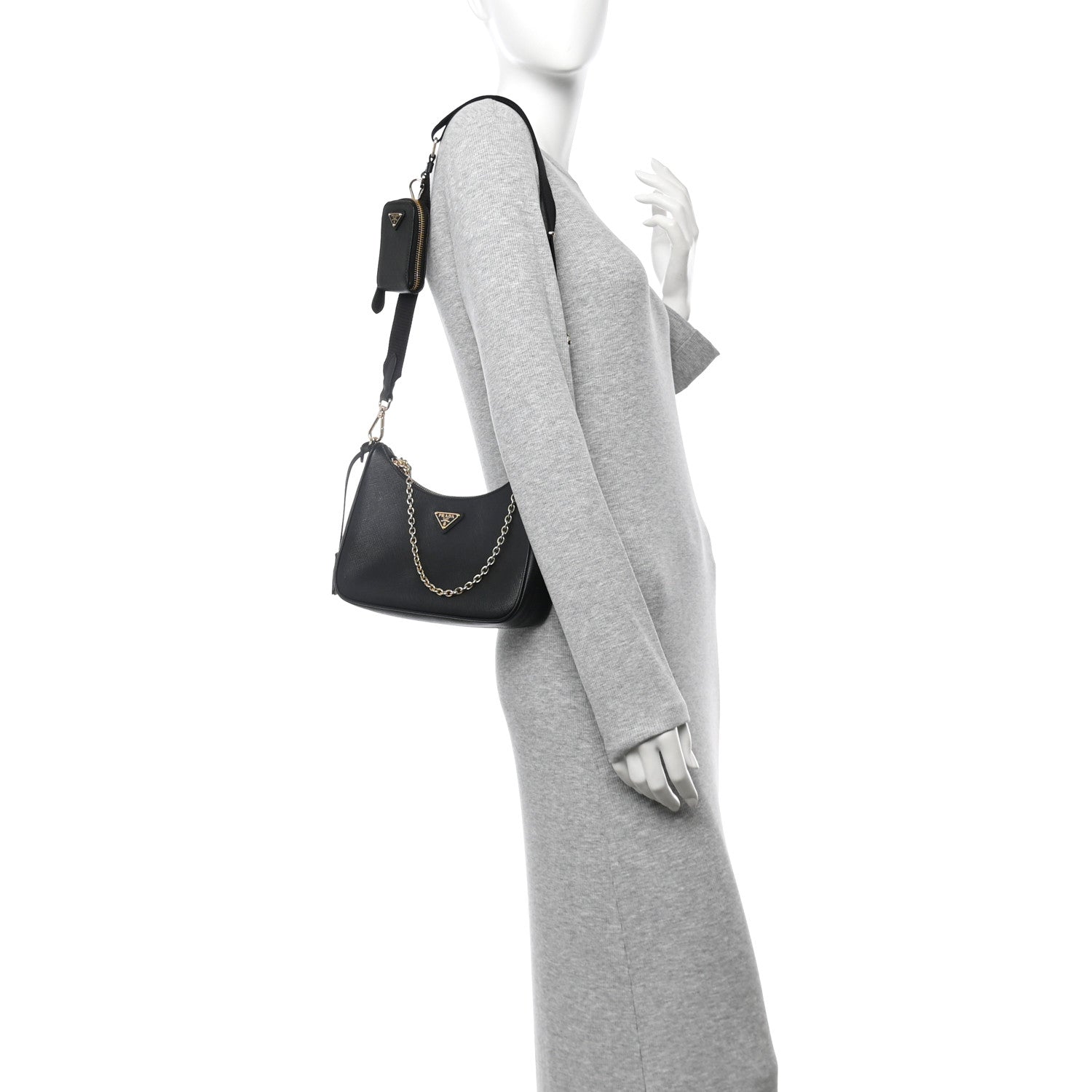 Prada Saffiano Lux Re-Edition 2005 Shoulder Bag Black 2 of 12