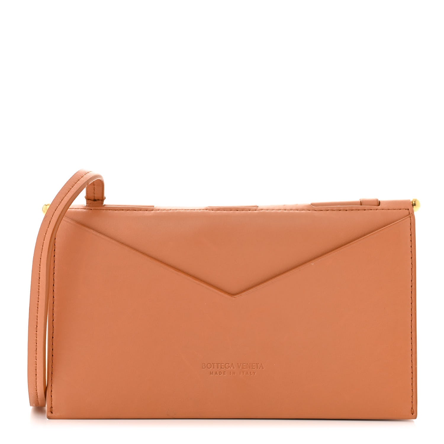 Bottega Veneta Calfskin Embossed Envelope Wallet Crossbody Bag Tan 1 of 10