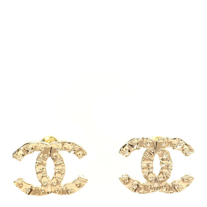 Chanel Metal Textured CC Earrings Gold 1 of 5