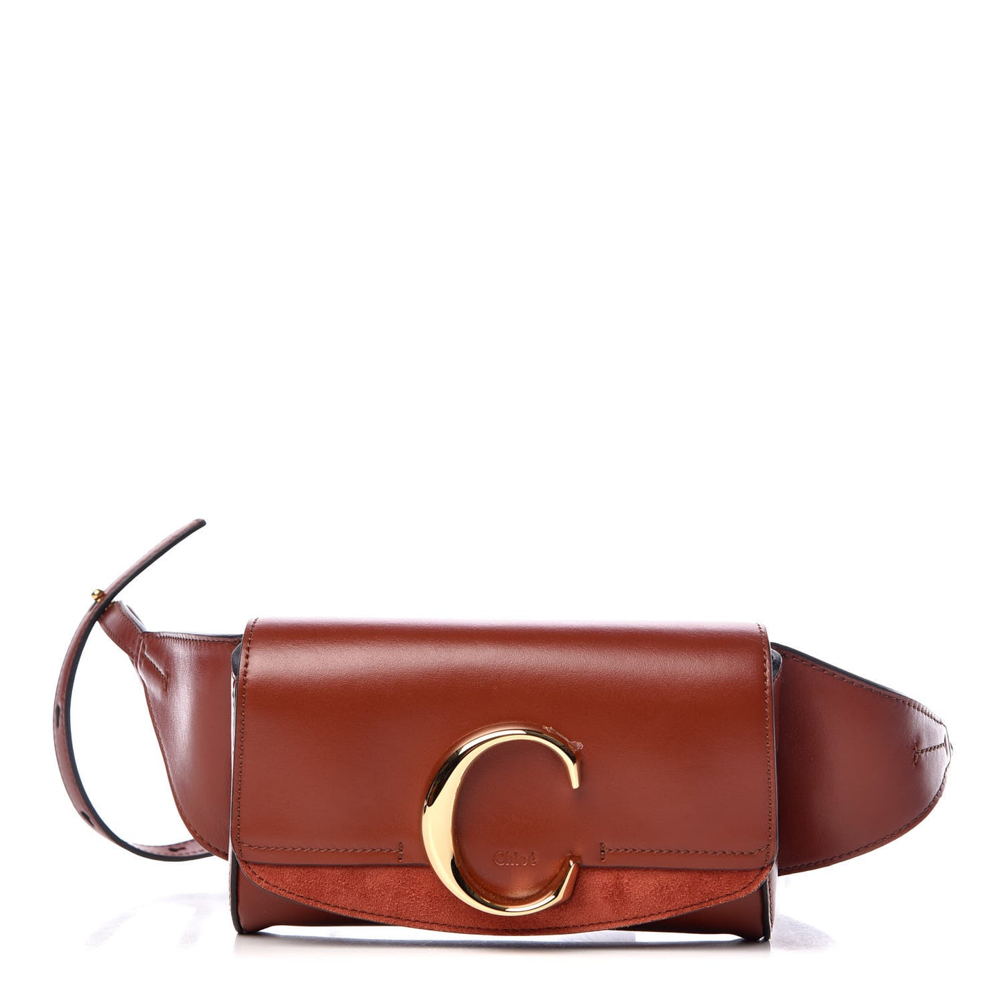 Calfskin Suede C Belt Bag Sepia Brown
