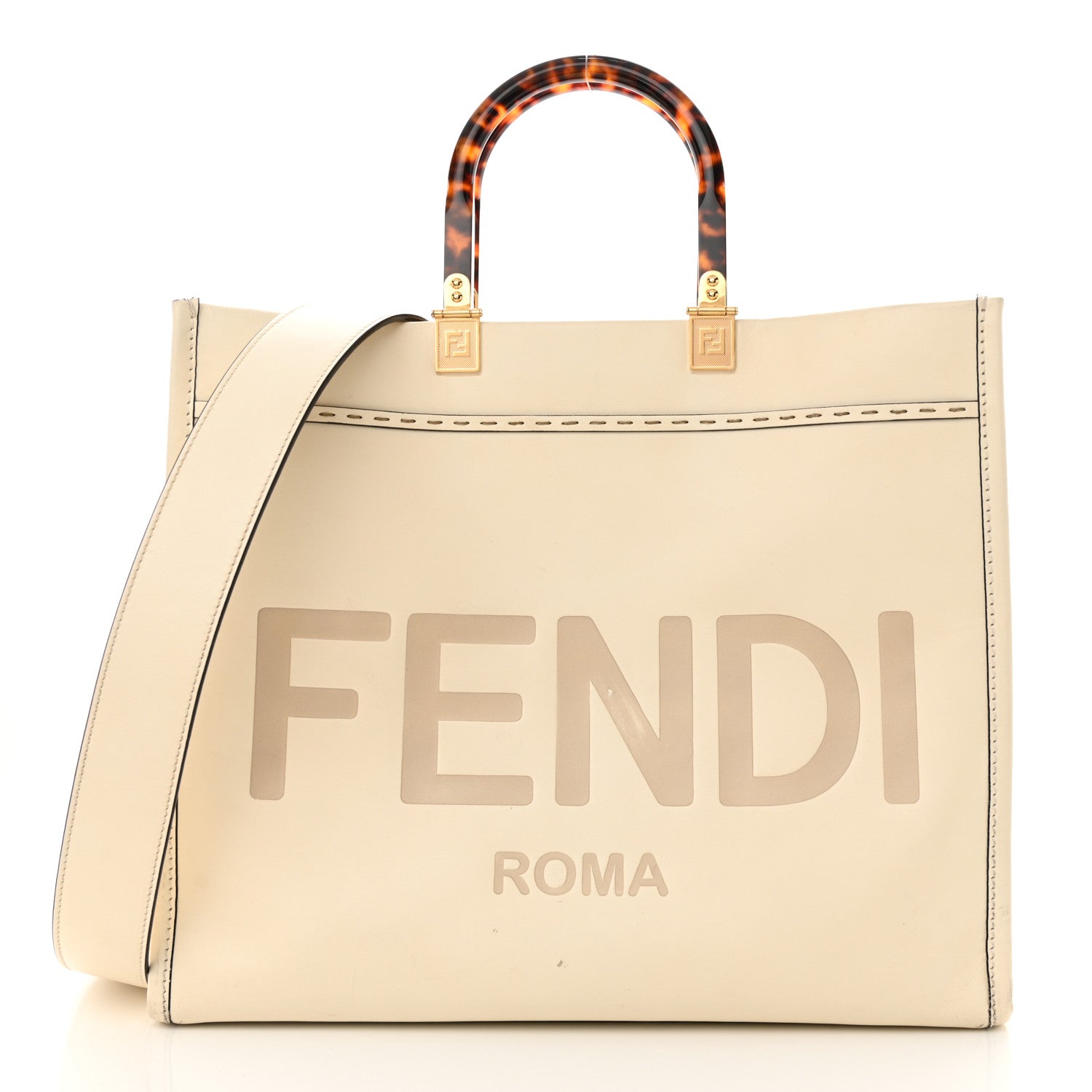 Fendi Vitello King Plexiglass Medium Fendi Sunshine Shopper Tote White Ice 1 of 20