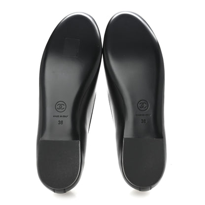 Chanel Enamel Pearl Crystal Lambskin Womens CC Mocassin Loafers 38 Black 6 of 10