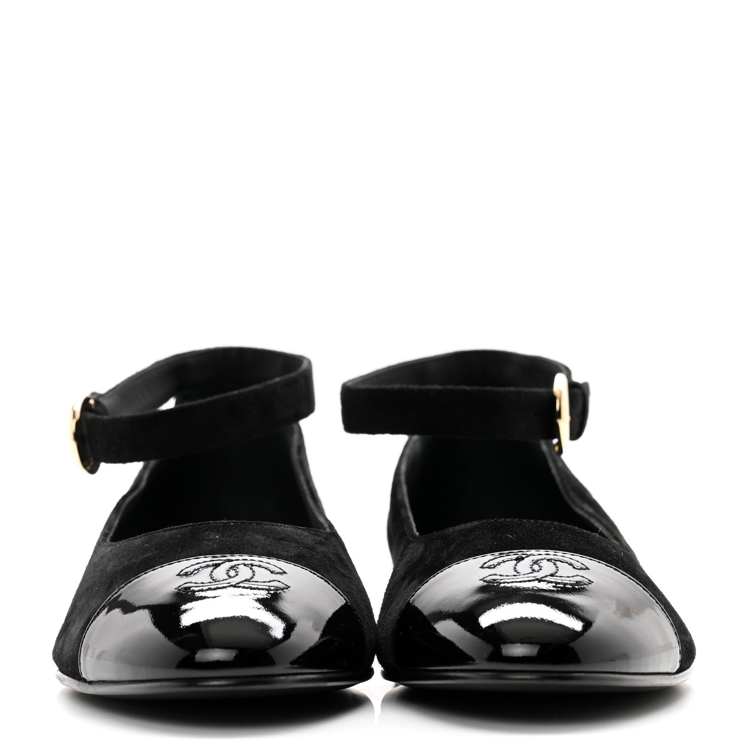 Chanel Suede Patent Cap Toe CC Mary Jane Flats 41 Black 2 of 9