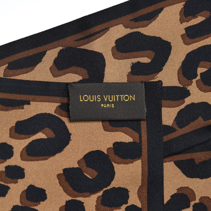 Louis Vuitton Silk Leopard Bandeau Scarf Marron 4 of 5